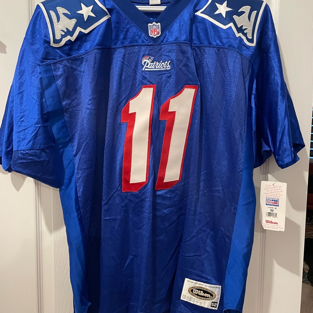 Wilson Blue Patriots Jersey with Number 11 Drew Bledsoe Authentic Brand New